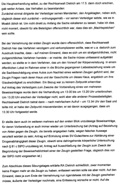 richterin beschwert sich über rechtsanwalt dietrich bei der rechtsanwaltskammer